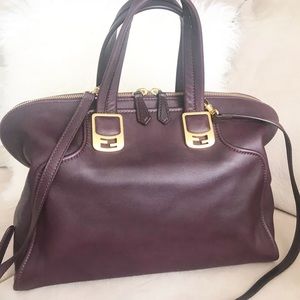 FENDI Chameleon Prune Satchel Large Travel Bag